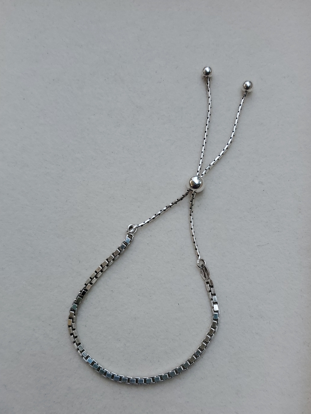 Italian Sterling Silver Adjustable Box Chain Bracelet - Picture 1 of 7